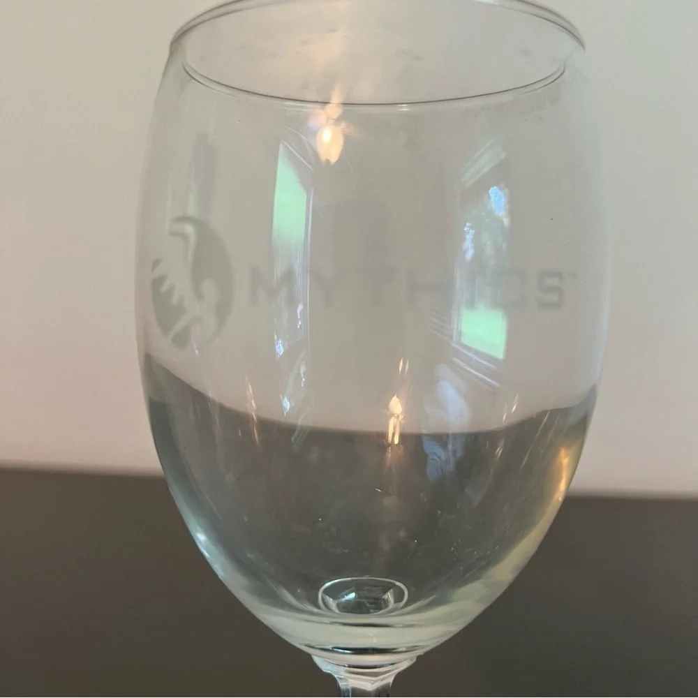 Clear Glass Stemmed Wine Glass Mythics Etched